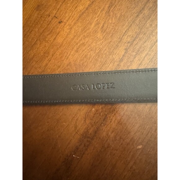 Class Lopez Belt Black Mens Sz 46 Leather Silver Buckle 1 3/8" - Picture 5 of 10